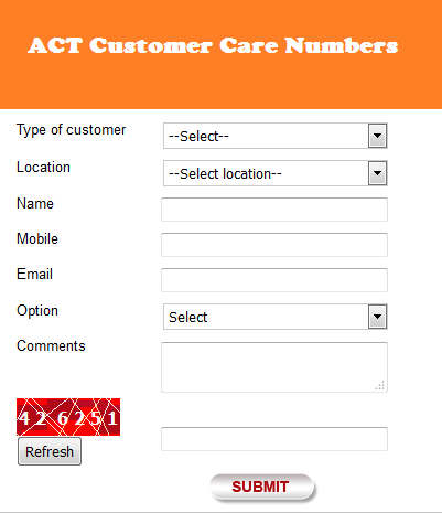 Act Broadband customer care number 3406 4